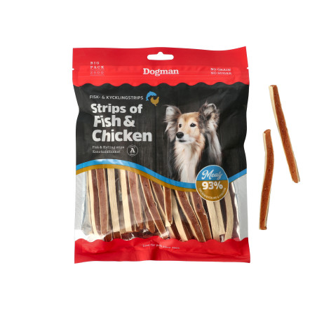 Strips of Fish & Chicken Hundegodbidder 250g